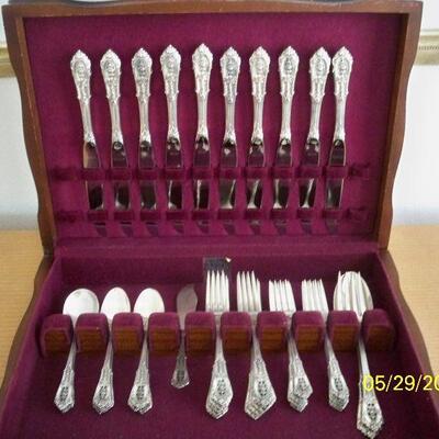 Vintage 45pcs. Wallace Sterling "Silver Rose" Flatware with Box