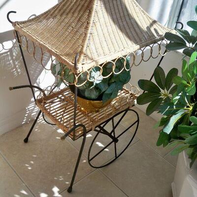 Wicker and Metal Covered Cart