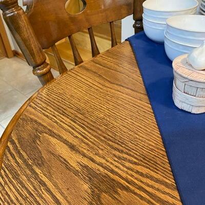 2-Leaf Oak Kitchen Table w/4 Chairs Made in Yugoslavia - $160 - 64"L x 41"W x 30"H + 2 x 12" Leaves