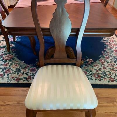 Solid Wood Dining Table w/6 Chairs - $340 - 96"L x 44"W x 30.5"H (Includes 2 x 14" Leaves, Complete Table Pad &...