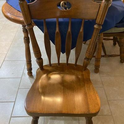 2-Leaf Oak Kitchen Table w/4 Chairs Made in Yugoslavia - $160 - 64"L x 41"W x 30"H + 2 x 12" Leaves