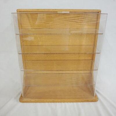 1113	OAK HINGED 2 DRAWER STORAGE/DISPLAY BOX MARKED MUSEUM THOMAS SERIES, 15 1/4 IN X 9 1/4 IN X 16 IN WIDE
