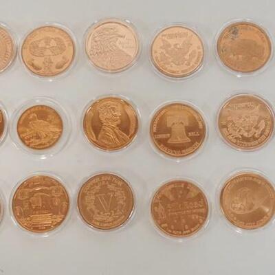 1166	NICE ASSORTMENT OF AV AND TROY OZ COPPER ROUNDS.
