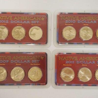 1214	2009 - 2012 NATIVE AMERICAN $1 COIN SETS WITH SAN FRANCISCO, PHILA., AND DENVER
