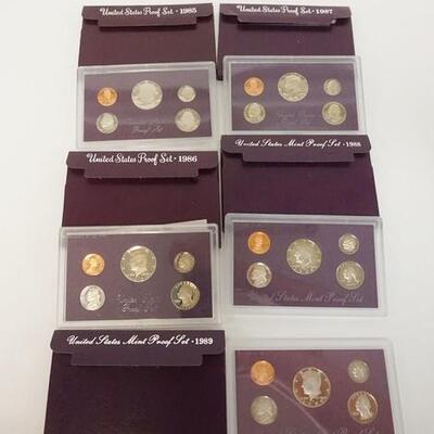 1196	5 UNITED STATES MINT PROOF SETS 1985-1989
