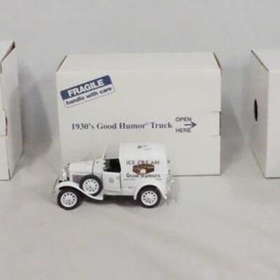 1154	LOT OF THREE DIE CAST 1:24 SCALE TRUCK MODELS FROM THE DANBURY MINT. LOT INCLUDES; THE 1931 CAMPBELLS DELIVERY TRUCK, THE 1930S GOOD...