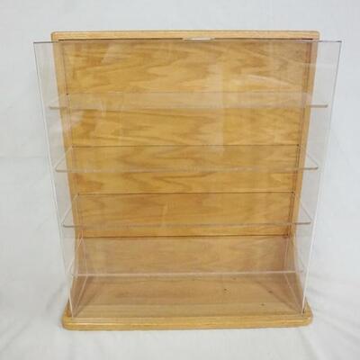1119	OAK DISPLAY CASE W/PLEXIGLASS SHELVES & FRONT, 25 IN X 7 1/2 IN X 23 IN

