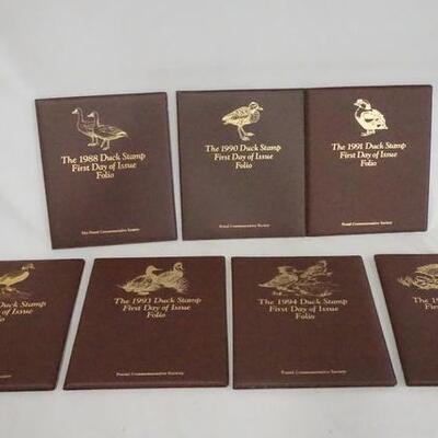 1271	LOT OF SIX DUCK STAMPS FIRST DAY OF ISSUE FOLIOS DATES RANGE FROM 1988-1995. 
