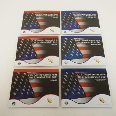 1186	GROUP OF 6 2013, 2014 & 2015  P & D MINT SETS
