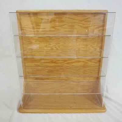 1112	OAK DISPLAY CASE W/PLEXIGLASS SHELVES & FRONT, 25 IN X 7 1/2 IN X 23 IN
