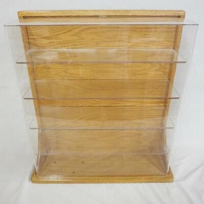 1120	OAK DISPLAY CASE W/PLEXIGLASS SHELVES & FRONT, 25 IN X 7 1/2 IN X 23 IN
