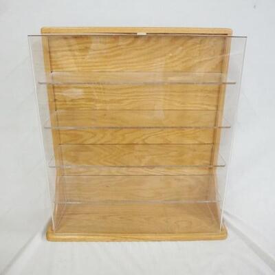 1117	OAK DISPLAY CASE W/PLEXIGLASS SHELVES & FRONT, 25 IN X 7 1/2 IN X 23 IN
