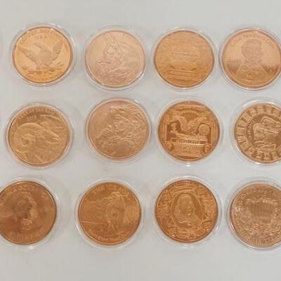 1165	NICE ASSORTMENT OF AV AND TROY OZ COPPER ROUNDS.
