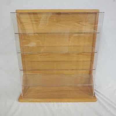 1111	OAK DISPLAY CASE W/PLEXIGLASS SHELVES & FRONT, 25 IN X 7 1/2 IN X 23 IN

