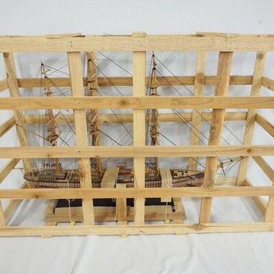 1126	LARGE WOOD SAILING SHIP MODEL IN WOOD SHIPPING CRATE *THERMOPYLE*, CRATE SIZE IS 26 1/2 IN X 12 1/2 IN X 40 1/2 IN
