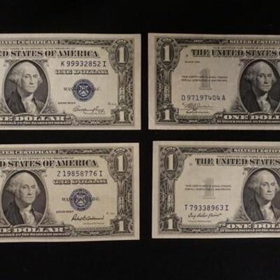 1223	4 ONE DOLLAR SILVER CERTIFICATES 1935, 1935E, 2 1935F
