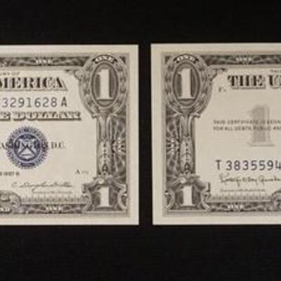 1225	2 ONE DOLLAR SILVER CERTIFICATES 1957B
