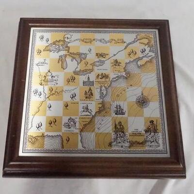 1281	THE AMERICAN WAR FOR INDEPENDENCE CHESS SET, WITH PIECES. HAS SOME MINOR WEAR. 14 1/2 IN SQ
