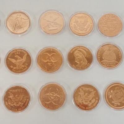 1171	NICE ASSORTMENT OF AV AND TROY OZ COPPER ROUNDS.

