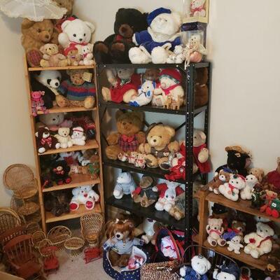 Lots and lots of stuffed animals and chairs for them