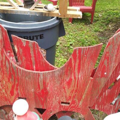 Red Santa Wood Sleigh pieces