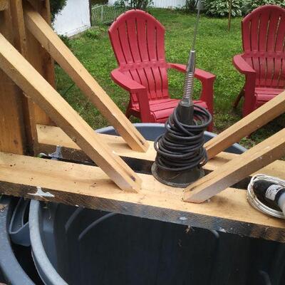 Wood handmade sawhorses & magnetic CB antenna