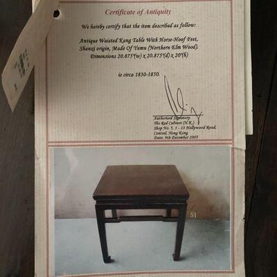 Yes the table comes with the certificate.  It's a unique piece.  
