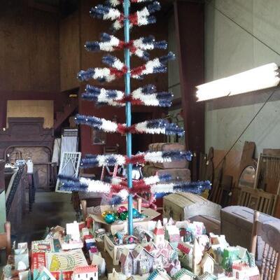 Patriotic Red White Blue Feather Christmas Tree