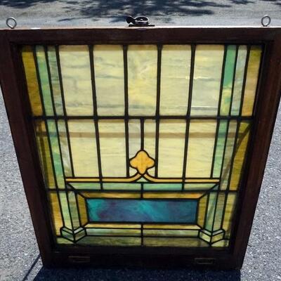 1054	STAINED GLASS WINDOW, 29 1/2 IN X 33 IN
