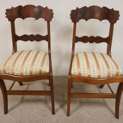 1188	PAIR OF SABRE LEG EMPIRE VICTORIAN SIDE CHAIRS W/ SLIP SEATS
