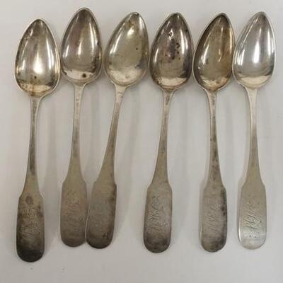 1240	6 COIN SILVER TEASPOONS. 3.14 TROY OUNCES. 6 IN L 
