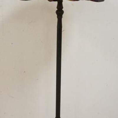 1216	CONTEMPORARY LEADED GLASS FLOOR LAMP W/ ORNATE METAL BASE. 62 IN H 
