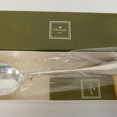 1024	CHRISTOFLE PARIS LARGE 9 3/ IN SERVING SPOON, UNOPENED, SEALED IN BAGS, NEVER USED IN BOX
