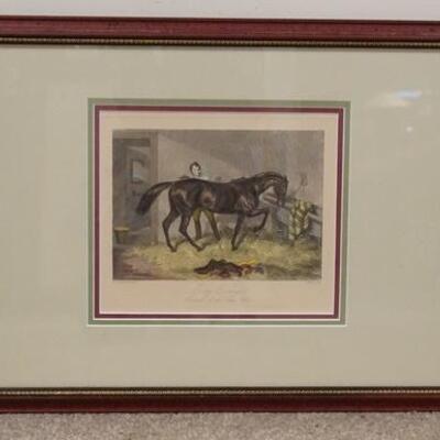 1231	ANTIQUE HORSE PRINT TITLED *LADY EVELYN, WINNER OF THE OAKS 1849* FRAMED & DOUBLE MATTED. 21 IN X 15 1/2 IN INCLUDING FRAME
