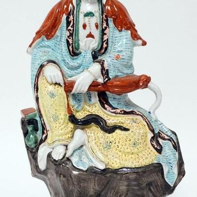 1125	LARGE ASIAN PORCELAIN FIGURE WITH IMPRESSED *SUAN* CAMEO, CHARACTER MARKS, 17 IN HIGH
