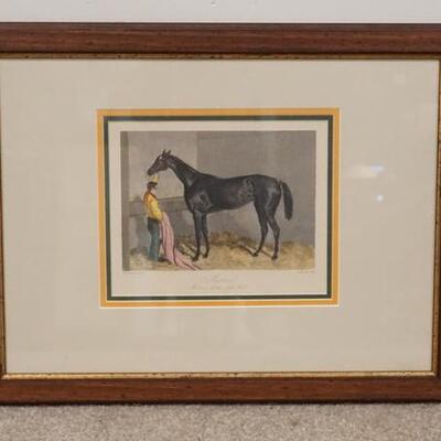 1230	ANTIQUE HORSE PRINT TITLED *MIAMI, WINNER OF THE OAKS 1847* FRAMED & DOUBLE MATTED. 21 1/2 IN X 16 1/2 IN INCLUDING FRAME
