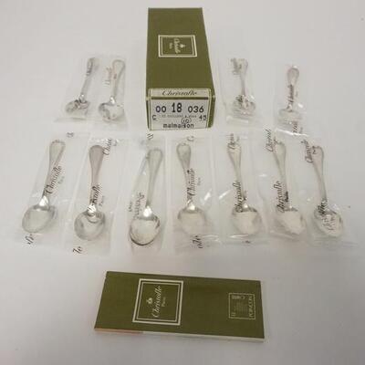 1015	CHRISTOFLE PARIS DEMITASSE 12 4 IN SPOONS, UNOPENED, SEALED IN BAGS, NEVER USED IN BOX
