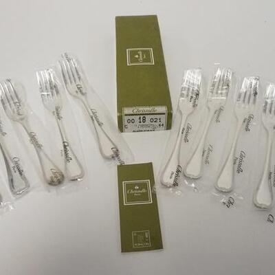 1019	CHRISTOFLE PARIS 12 7 IN FISH FORKS, UNOPENED, SEALED IN BAGS, NEVER USED IN BOX
