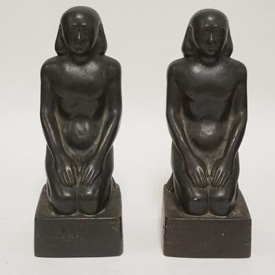 1246	PAIR OF EGYPTIAN MEN BOOKENDS. 9 1/2 IN H 
