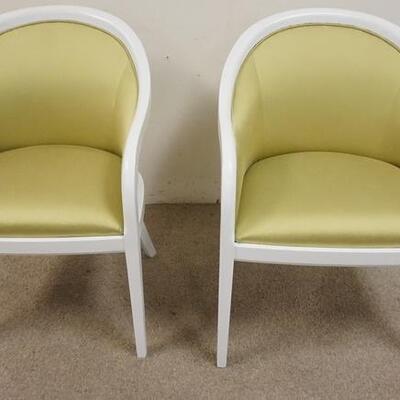 1200	PAIR OF BARREL BACK ARM CHAIRS PAINTED WHITE
