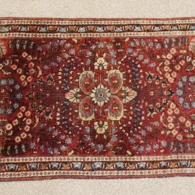 1061	SMALL ANTIQUE ORIENTAL THROW RUG, 48 1/2 IN X 24 IN
