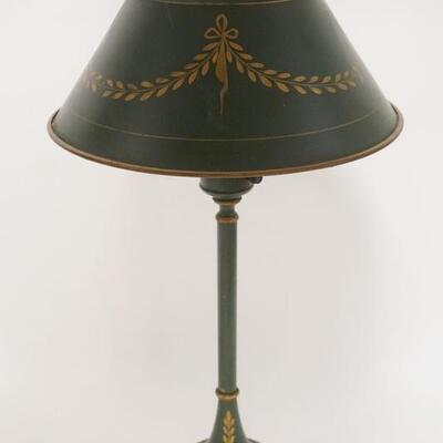 1026	TIN TOLE DECORATED TABLE LAMP, 22 IN HIGH
