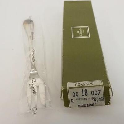 1021	CHRISTOFLE PARIS 1O IN SERVING FORK, UNOPENED, SEALED IN BAGS, NEVER USED IN BOX
