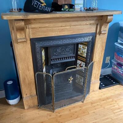 Antique cast iron fireplace insert