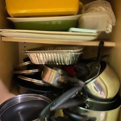 Pots , pans , baking tins and plastic containers
