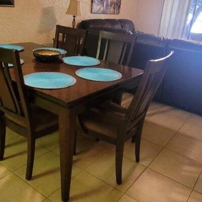 Dark wood 6 chair dining table set
