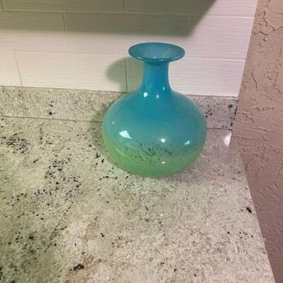 Decorative blue glass vase