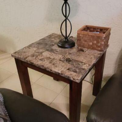 Marble and wood end table