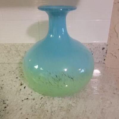 Decorative blue and green glass vase