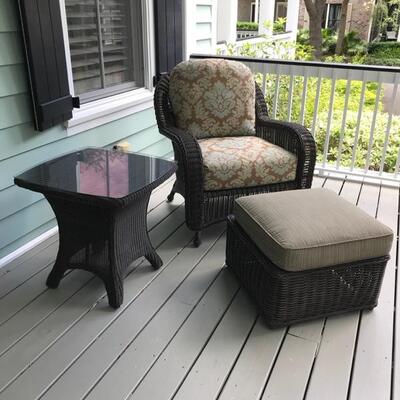 Summer Classic wicker patio furniture
Chair $175 
2 available
ottoman $150 
2 available
Table with glass $110
2 available